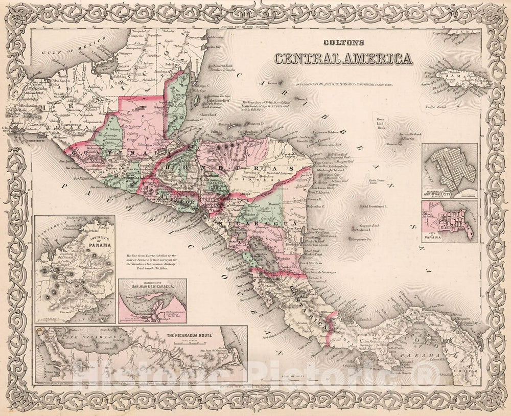 Historic Map : Central America., 1880, Vintage Wall Decor