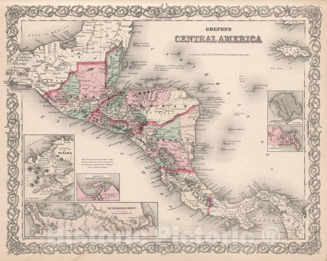 Historic Map : Central America., 1880, Vintage Wall Decor