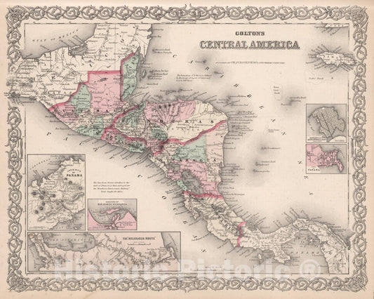 Historic Map : Central America., 1880, Vintage Wall Decor