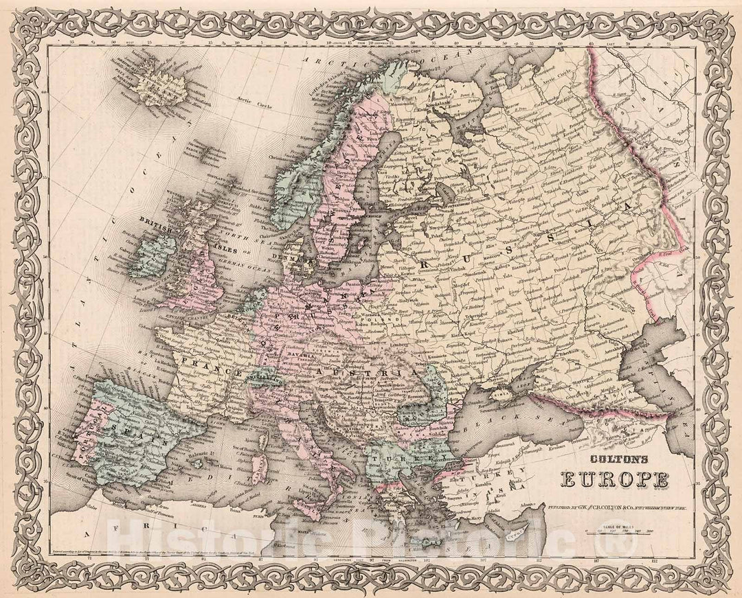 Historic Map : Europe., 1880, Vintage Wall Decor