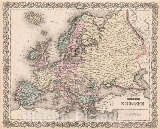 Historic Map : Europe., 1880, Vintage Wall Decor