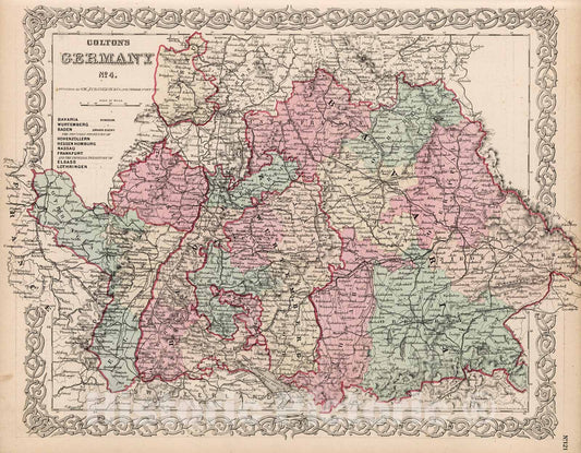 Historic Map : Germany No. 4., 1880, Vintage Wall Decor