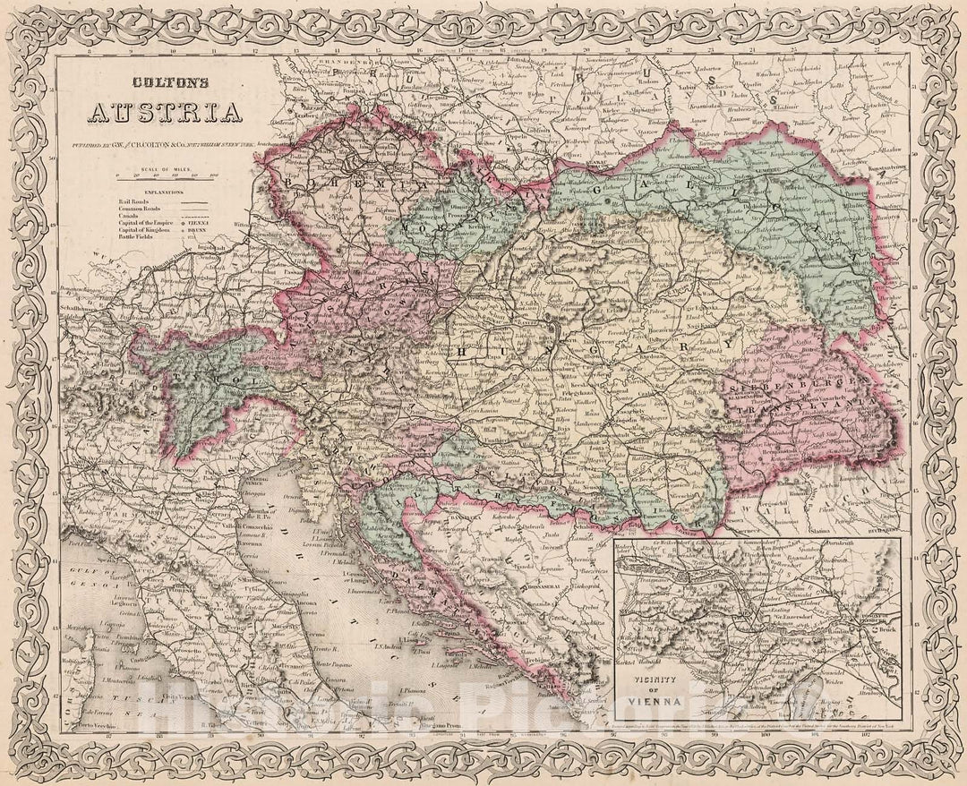 Historic Map : Austria., 1880, Vintage Wall Decor