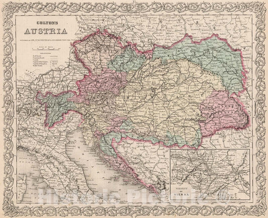 Historic Map : Austria., 1880, Vintage Wall Decor