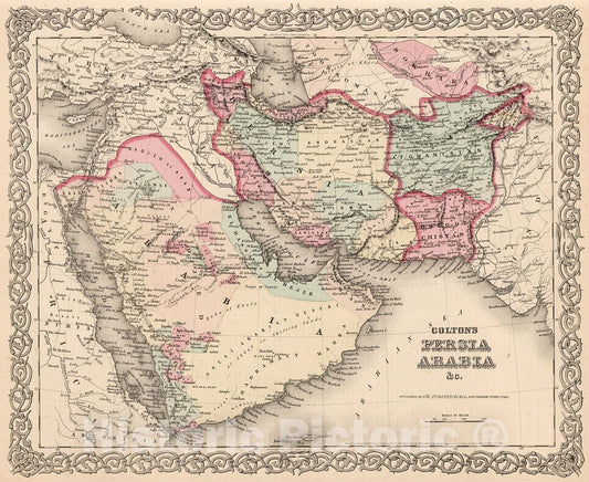 Historic Map : Persia Arabia &c., 1880, Vintage Wall Decor