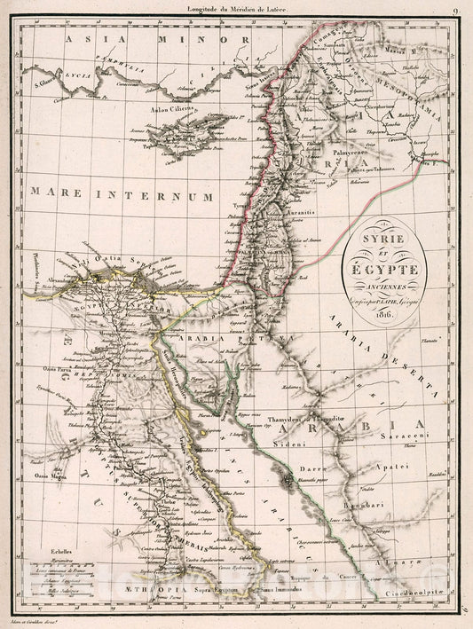 Historic Map : Syrie et Egypte Anciennes, 1816, Vintage Wall Decor