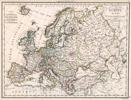 Historic Map : Europe en 1789., 1816, Vintage Wall Decor