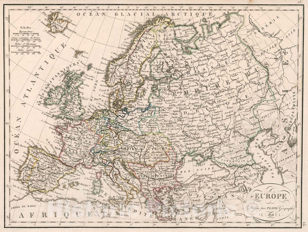 Historic Map : Europe, 1816, v2, Vintage Wall Decor