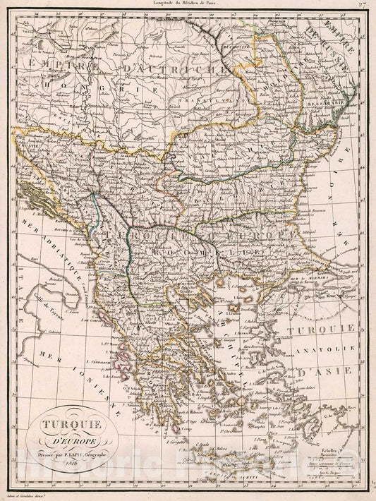 Historic Map : Turquie d'Europe, 1816, Vintage Wall Decor