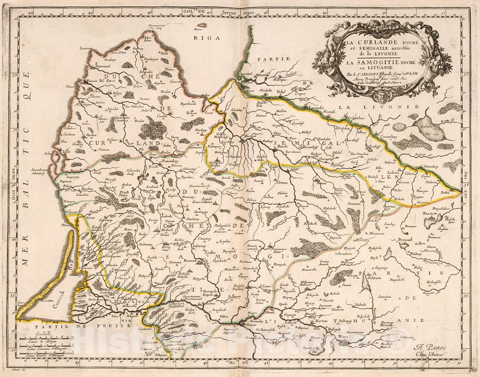 Historic Map : Courland, Livonia, and Samogtia, Latvia, Lithuania and Kaliningrad., 1697, Vintage Wall Decor
