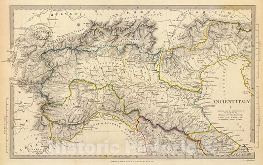Historic Map : Ancient Italy I., 1844, Vintage Wall Decor