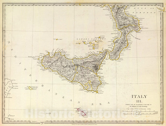 Historic Map : Italy III., 1844, Vintage Wall Decor