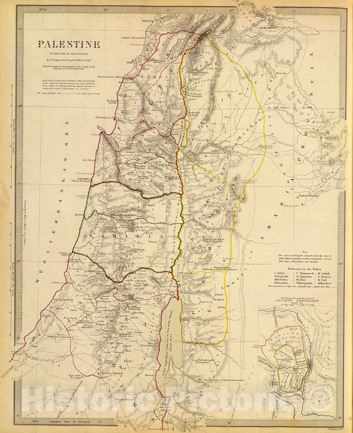Historic Map : Palestine, time of Our Saviour., 1844, Vintage Wall Decor