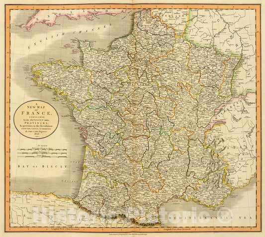 Historic Map : France., 1808, Vintage Wall Decor