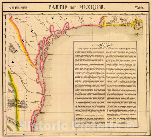 Historic Map : Partie du Mexique. Amer. Sep. 60., 1827, Vintage Wall Decor