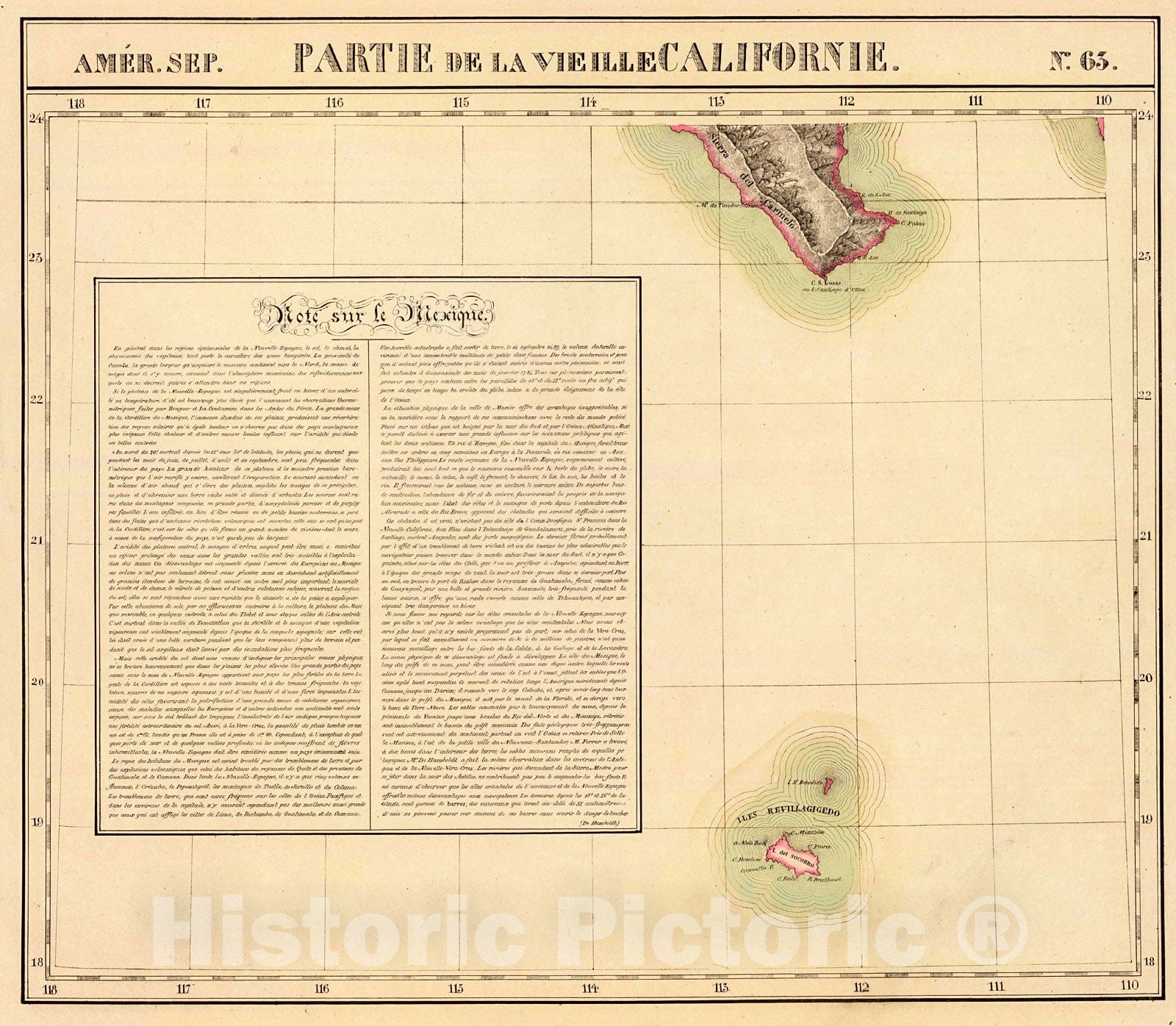 Historic Map : Partie, Vielle Californie. Amer. Sep. 63., 1827, Vintage Wall Decor