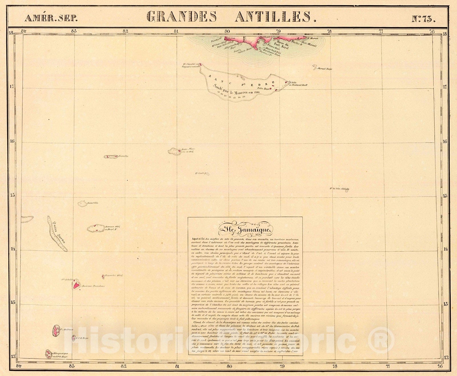 Historic Map : Grandes Antilles. Amer. Sep. 73., 1827, Vintage Wall Decor