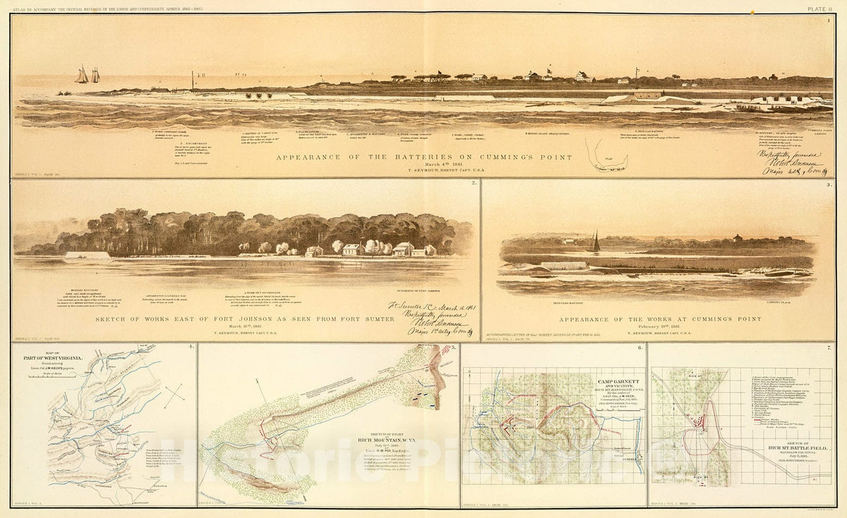 Historic Map : Cumming's Pt. batteries, works., 1895, Vintage Wall Decor