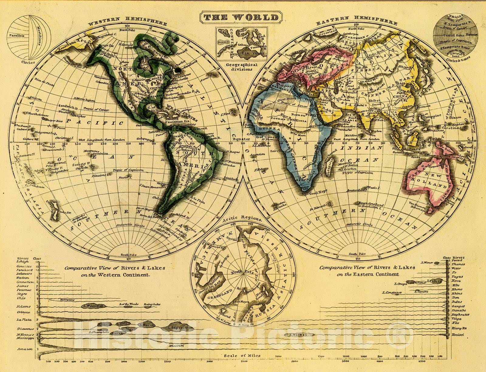 Historic Map : The world., 1824, Vintage Wall Decor