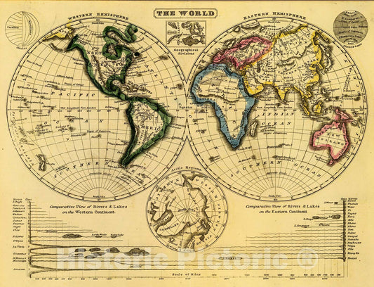Historic Map : The world., 1824, Vintage Wall Decor