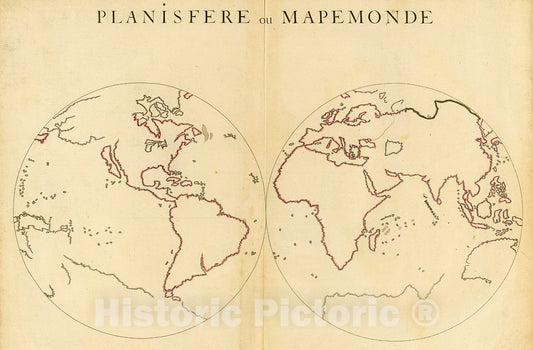 Historic Map : Planisfere (outline), 1693, v1, Vintage Wall Decor
