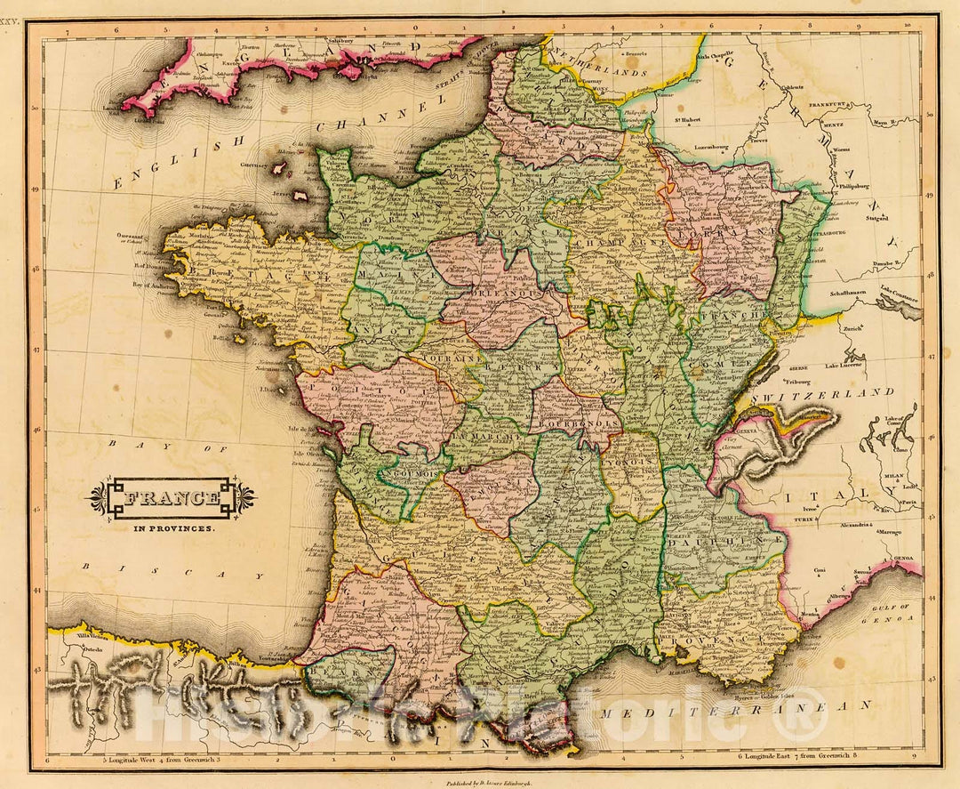 Historic Map : France, provinces., 1831, Vintage Wall Decor