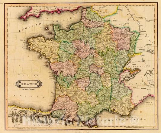Historic Map : France, provinces., 1831, Vintage Wall Decor
