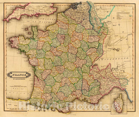Historic Map : France, departments., 1831, Vintage Wall Decor