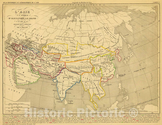 Historic Map : L'Asie, l'an 322 av. J.C., 1844, Vintage Wall Decor