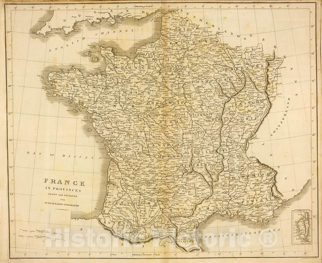 Historic Map : France., 1814, Vintage Wall Decor