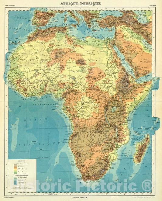 Historic Map : Afrique Physique., 1937, Vintage Wall Decor