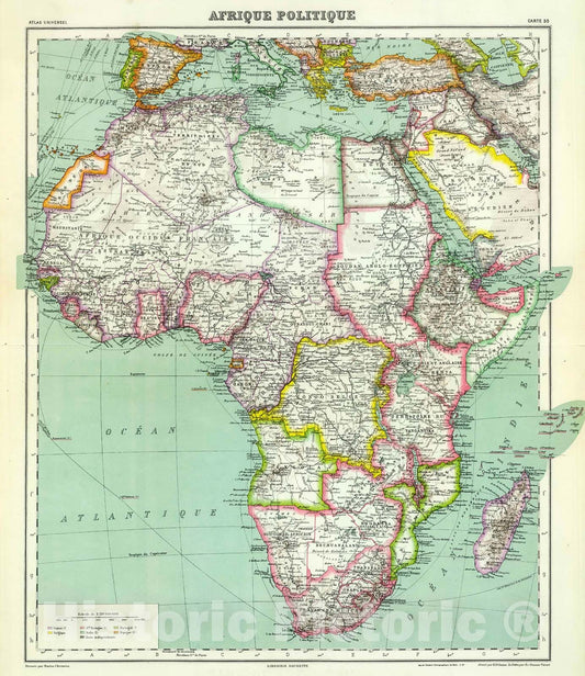 Historic Map : Afrique Politique., 1937, Vintage Wall Decor