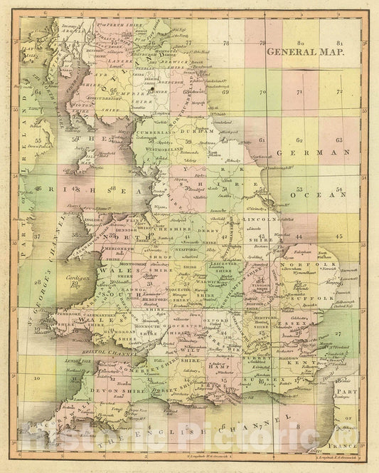 Historic Map : Index Map: Cary's New Map of England And Wales, With Part Of Scotland., 1794, Vintage Wall Decor