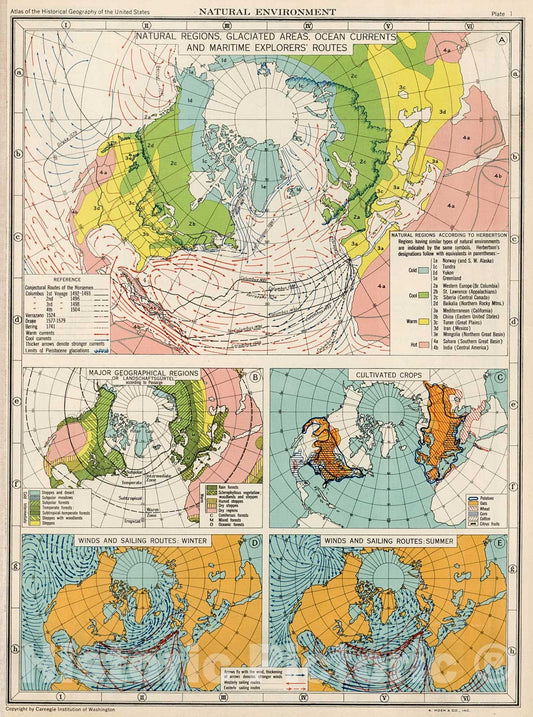 Historic Map : Plate 1. Natural Environment., 1932, Vintage Wall Decor
