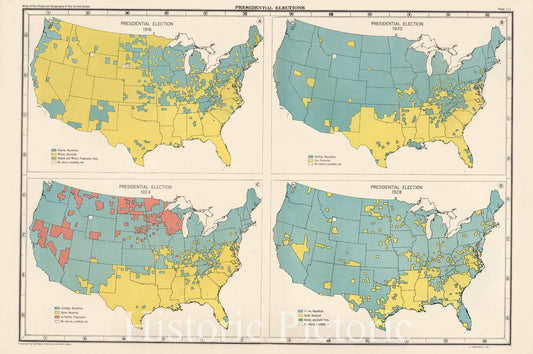 United States Presidential Elections - Plate No. 111, 1932 - Historical Map Print
