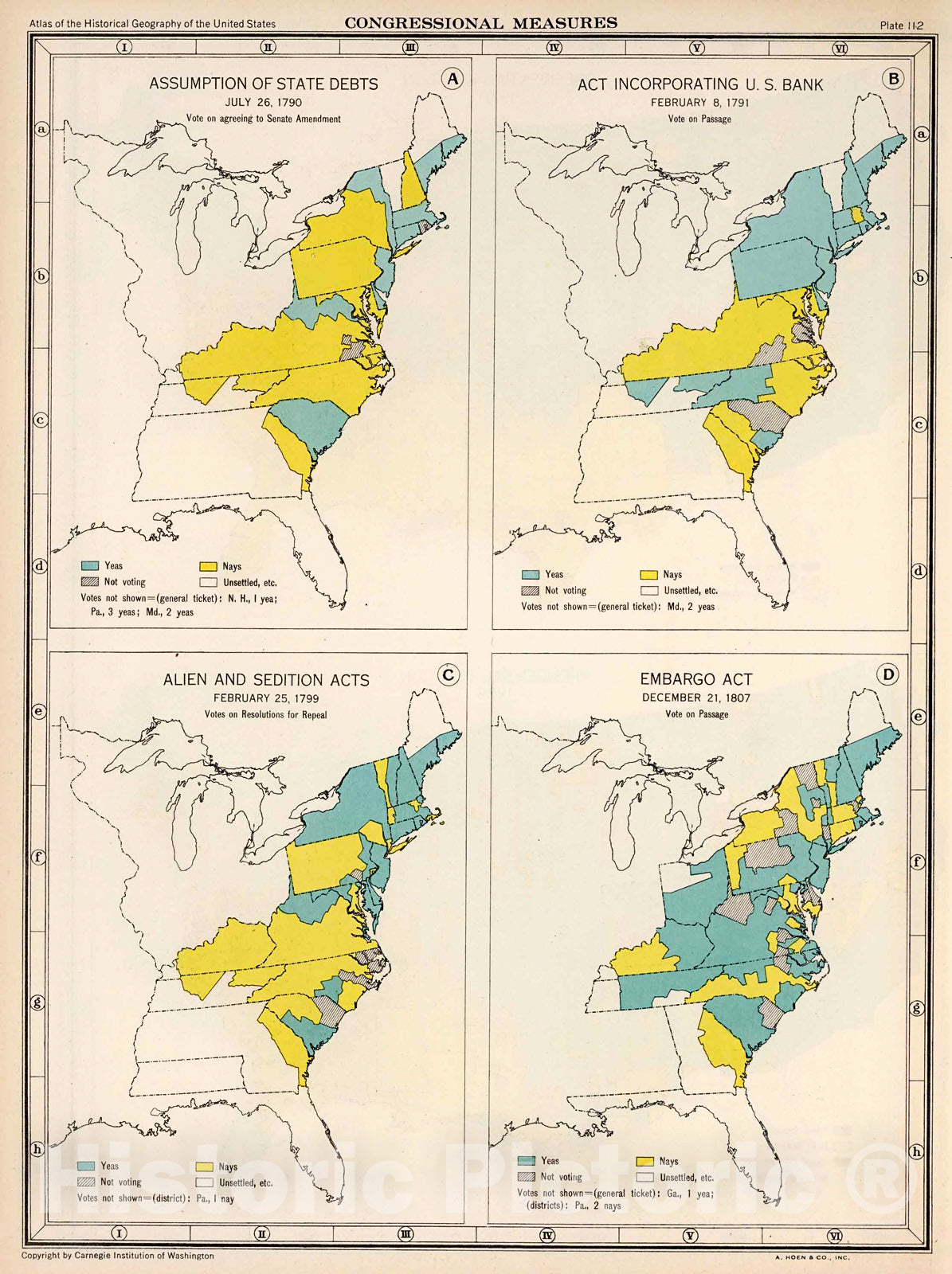 Historic Map : Plate 112. Congressional Measures, 1790 - 1807., 1932, Vintage Wall Decor