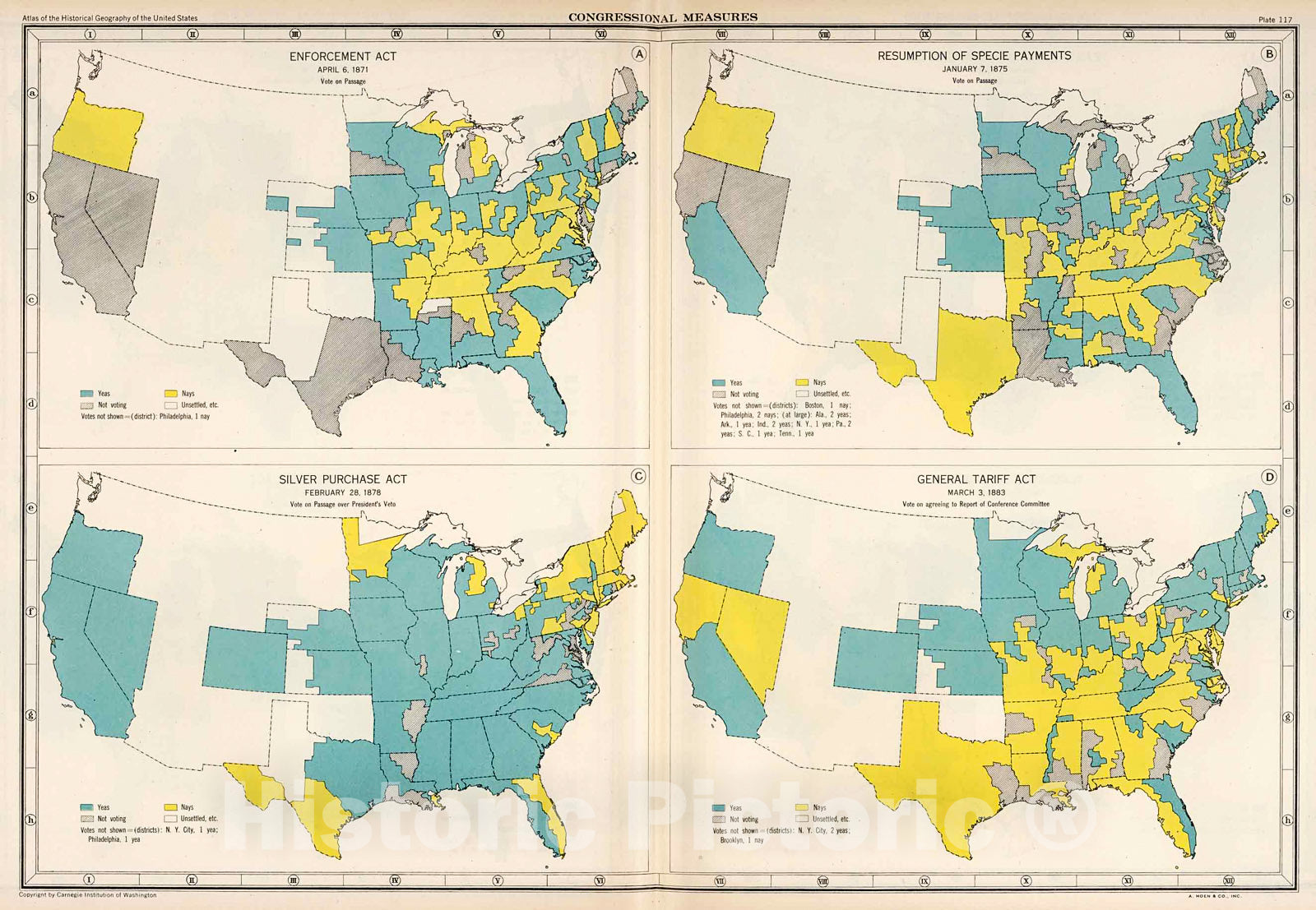 Historic Map : Plate 117. Congressional Measures 1871 - 1883., 1932, Vintage Wall Decor