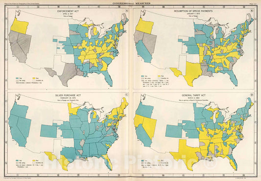 Historic Map : Plate 117. Congressional Measures 1871 - 1883., 1932, Vintage Wall Decor