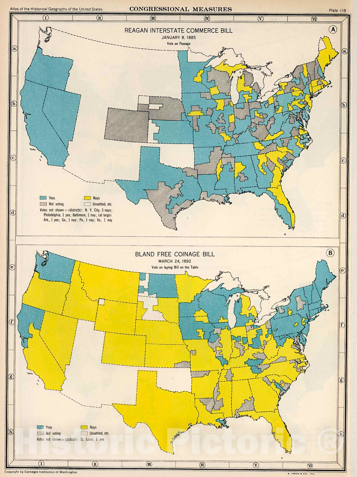 Historic Map : Plate 118. Congressional Measures, 1885 - 1892., 1932, Vintage Wall Decor