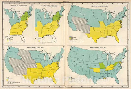 Historic Map : Plate 123. Reforms. Abolition of Slavery, 1800 - 1863., 1932, Vintage Wall Decor