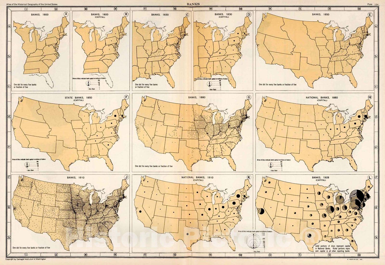 Historic Map : Plate 154. Banks, 1800 - 1828., 1932, Vintage Wall Decor