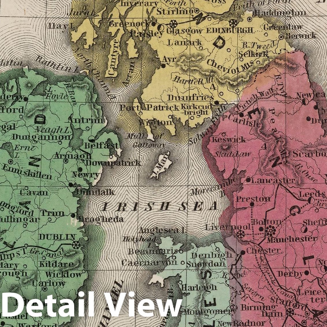 Great Britain and Ireland - River Map, 1845 - Historical Map Print