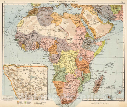 Historic Map : Afrika. Politische Ubersicht, 1906, Vintage Wall Decor