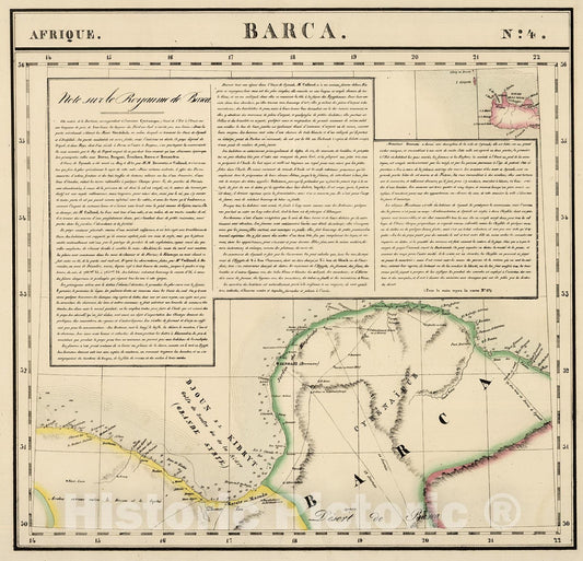 Historic Map : Barca. Afrique 4., 1827, Vintage Wall Decor