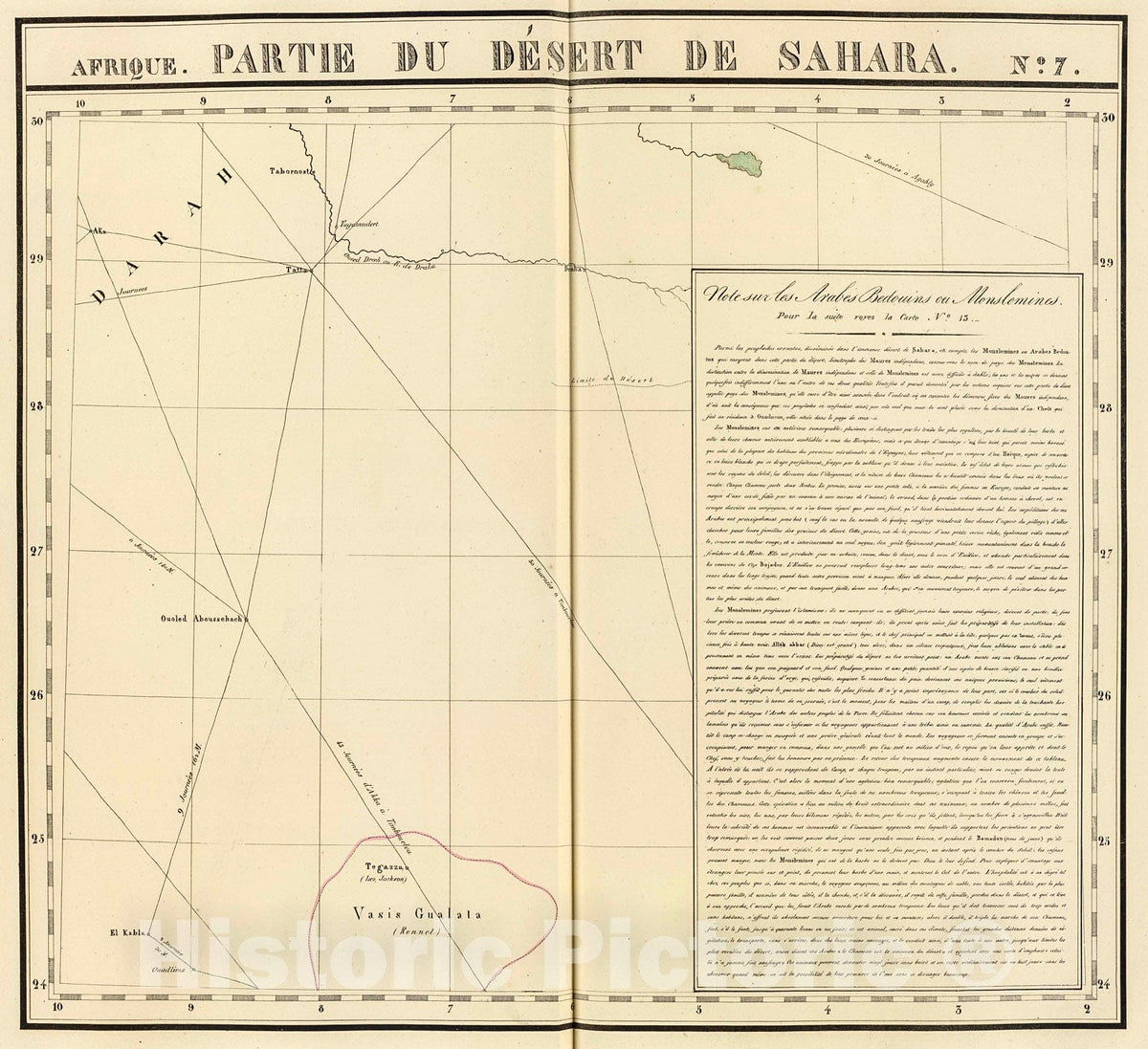 Historic Map : Partie, Desert de Sahara. Afrique 7., 1827, Vintage Wall Decor