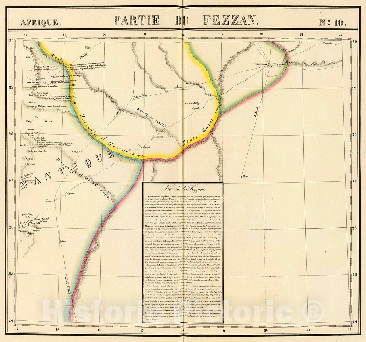 Historic Map : Partie du Fezzan. Afrique 10., 1827, Vintage Wall Decor