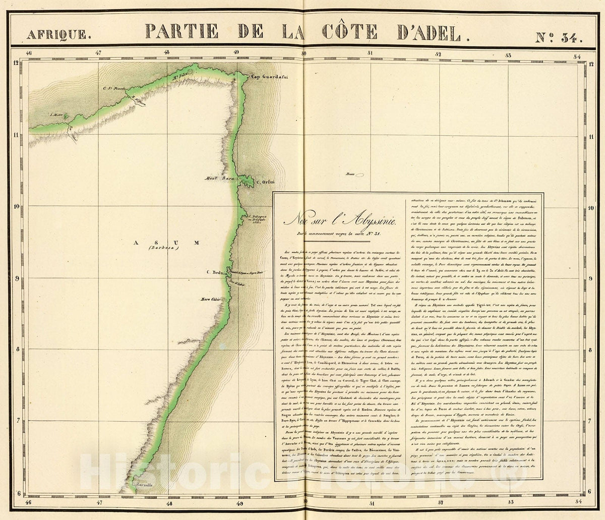 Historic Map : Partie, la Cote d'Adel. Afrique 34., 1827, Vintage Wall Decor