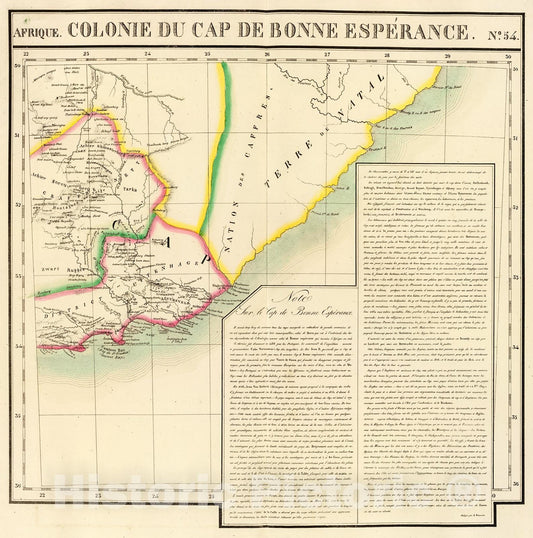Historic Map : Cap de Bonne Esperance. Afrique 54., 1827, Vintage Wall Decor