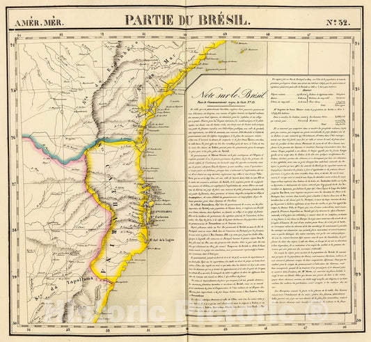 Historic Map : Partie du Bresil. Amer. Merid. 32., 1827, Vintage Wall Decor