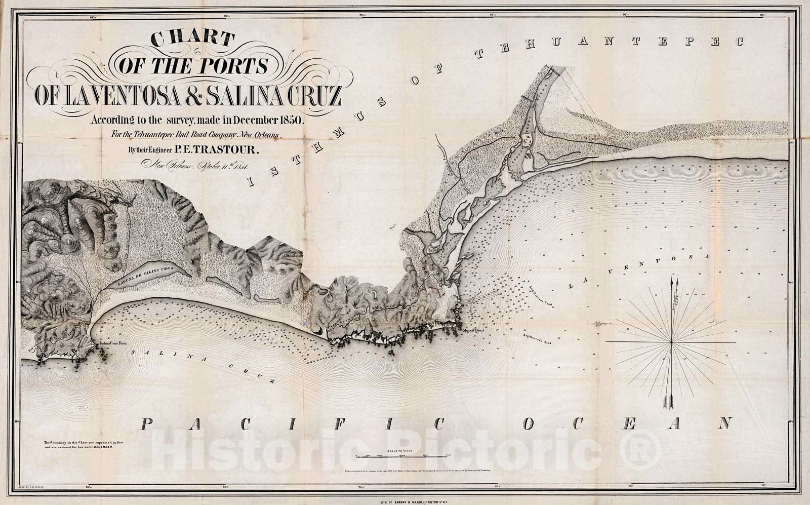Historic Map : No.7. Chart of the ports of La Ventosa & Salina Cruz, 1852, Vintage Wall Decor